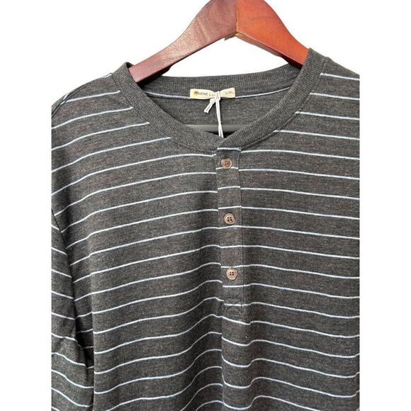 Marine Layer Henley Dark Heather Gray Striped Long Sleeve Size L/XL - Picture 2 of 11